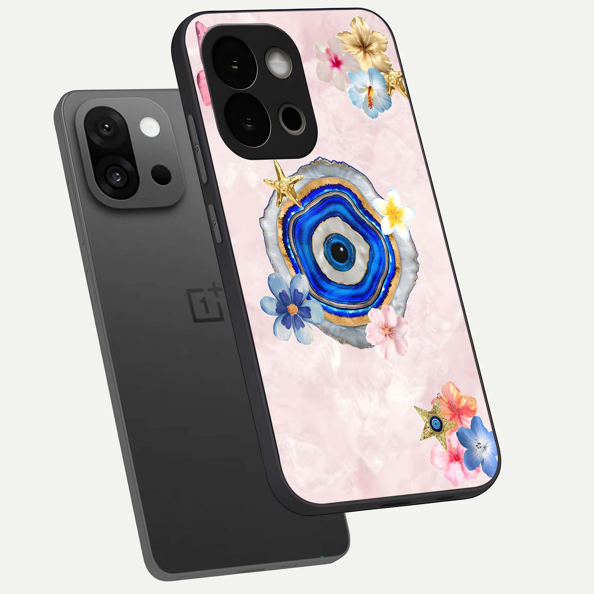  Divine Aura Bloom phone case For OnePlus 13S showing premium glass back cover with detailed artwork