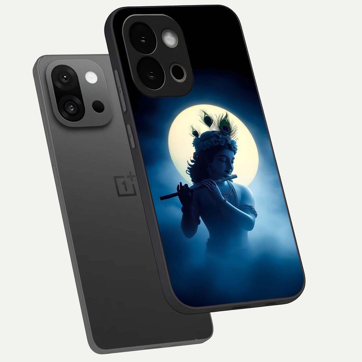  Divine Moon Flute phone case For OnePlus 13S showing premium glass back cover with detailed artwork