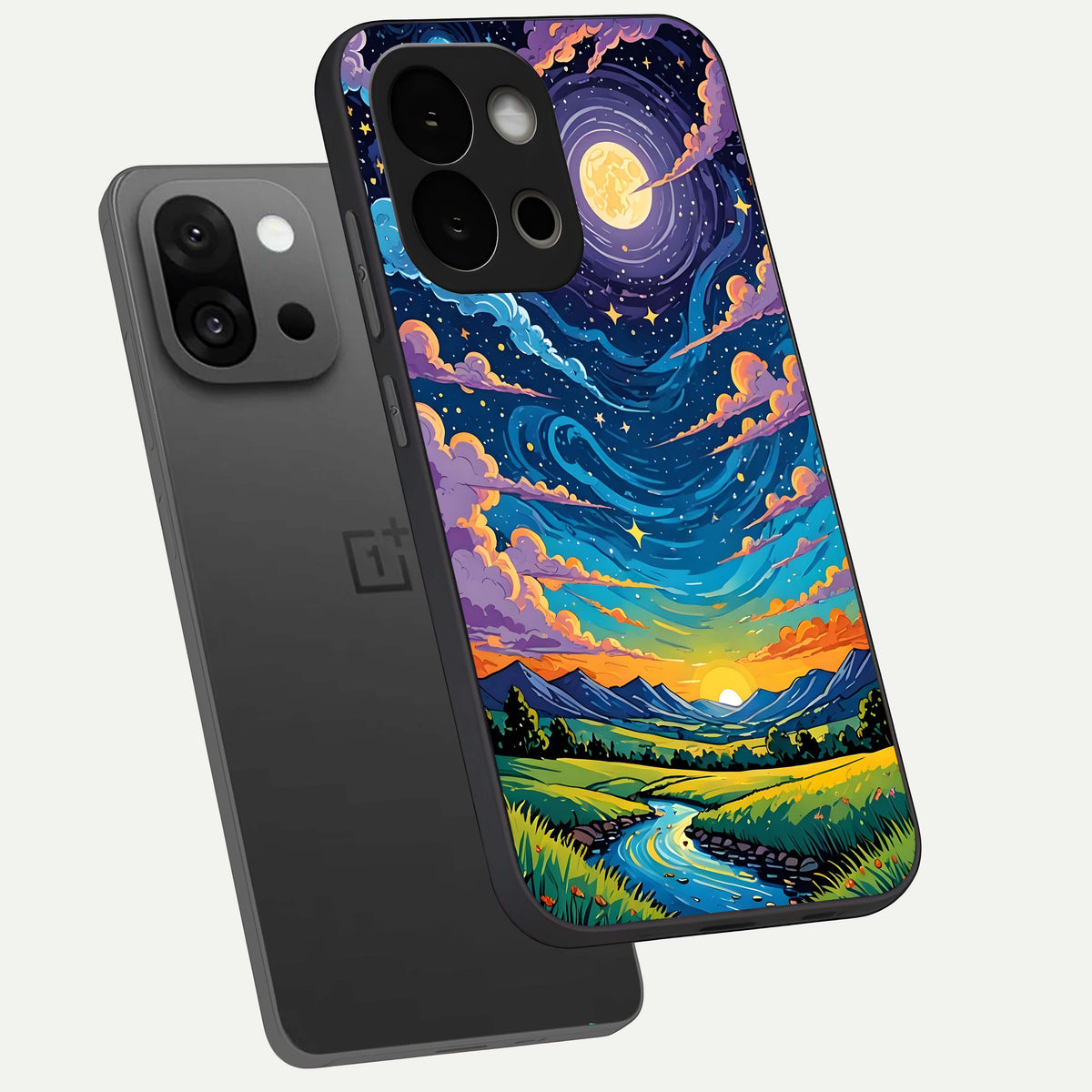  Dreamy Night Landscape phone case For OnePlus 13S showing premium glass back cover with detailed artwork