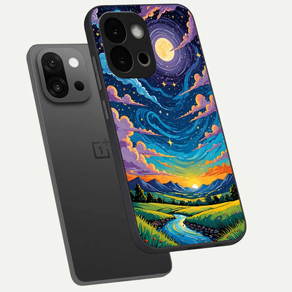  Dreamy Night Landscape phone case For OnePlus 13S showing premium glass back cover with detailed artwork