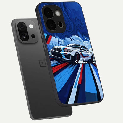  Drift Power Rush phone case For OnePlus 13S showing premium glass back cover with detailed artwork