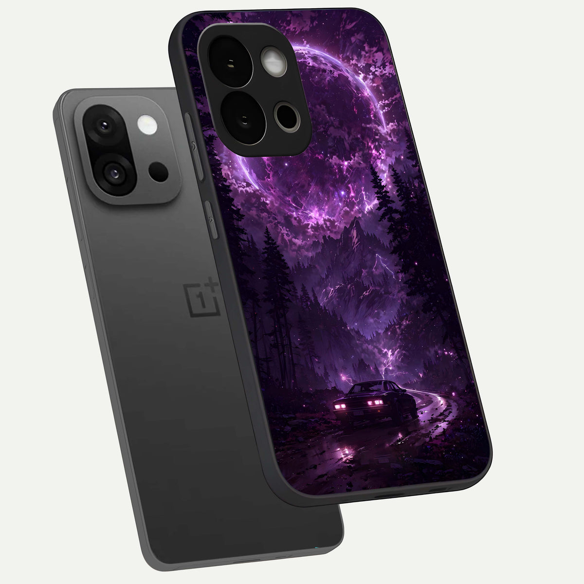  Eternal Cosmic Drive phone case For OnePlus 13S showing premium glass back cover with detailed artwork