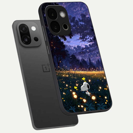  Firefly Meadow Magic phone case For OnePlus 13S showing premium glass back cover with detailed artwork