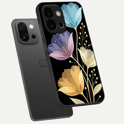  Flower Bloom Glow phone case For OnePlus 13S showing premium glass back cover with detailed artwork