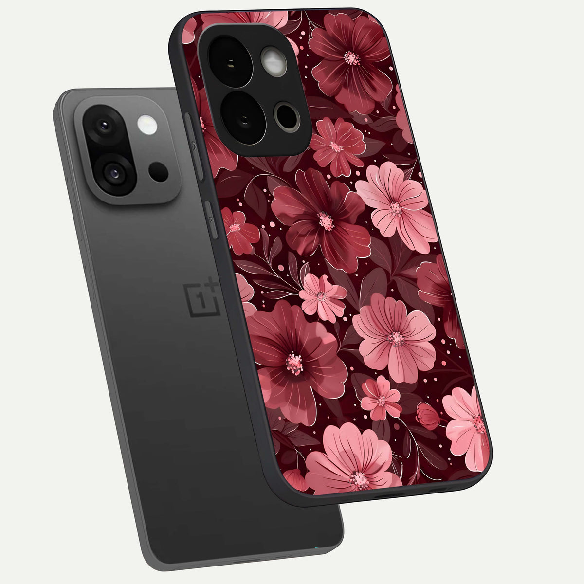  Flower Blush Bloom phone case For OnePlus 13S showing premium glass back cover with detailed artwork