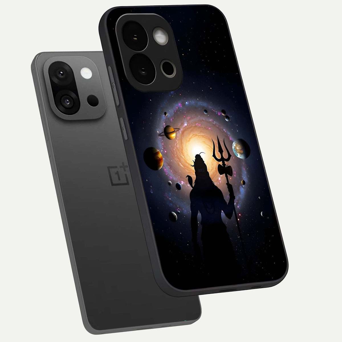  Galactic Shiva Vision phone case For OnePlus 13S showing premium glass back cover with detailed artwork