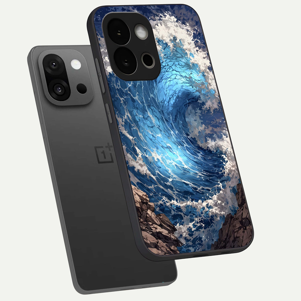  Giant Ocean Wave phone case For OnePlus 13S showing premium glass back cover with detailed artwork