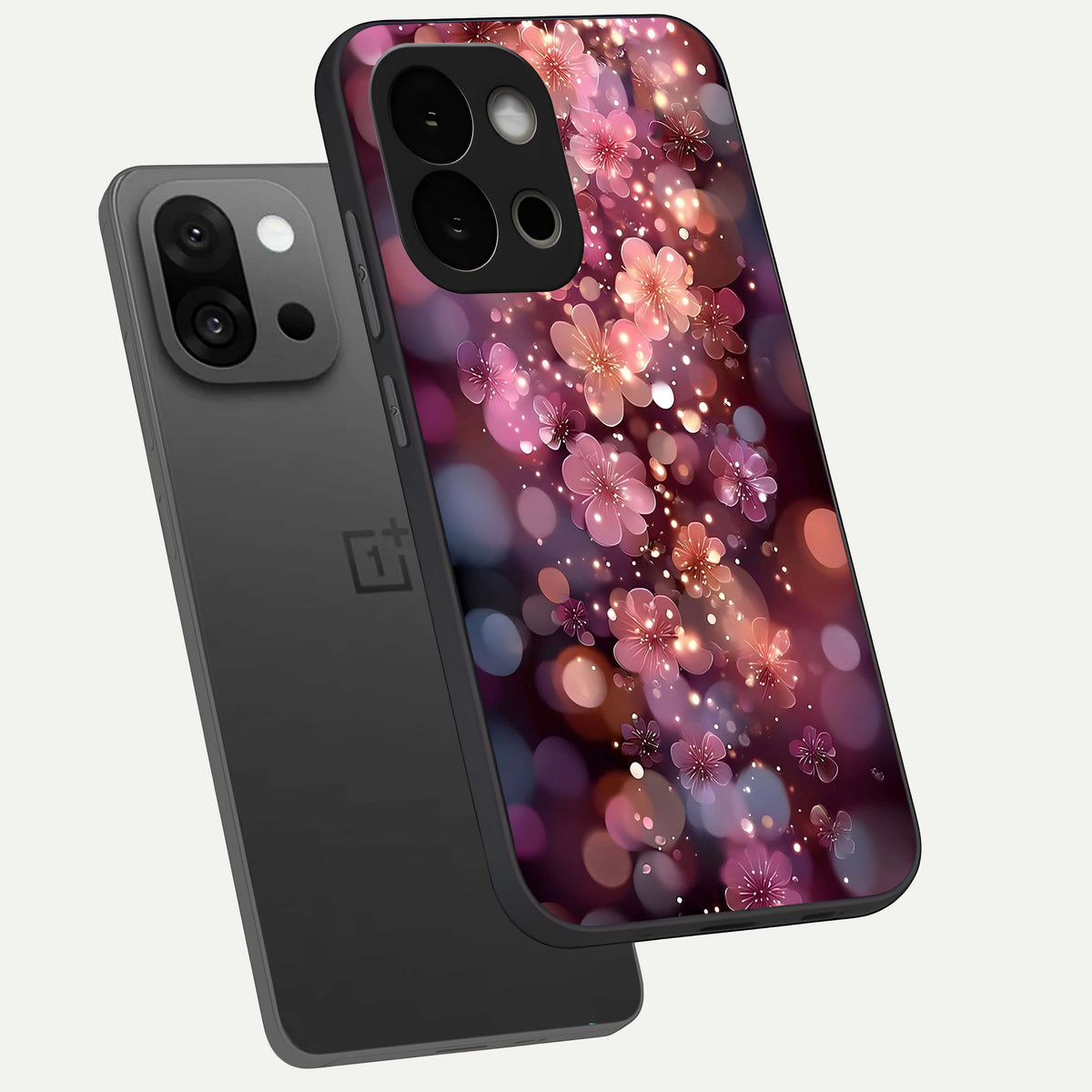  Glowing Petal Bliss phone case For OnePlus 13S showing premium glass back cover with detailed artwork