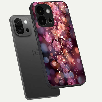  Glowing Petal Bliss phone case For OnePlus 13S showing premium glass back cover with detailed artwork