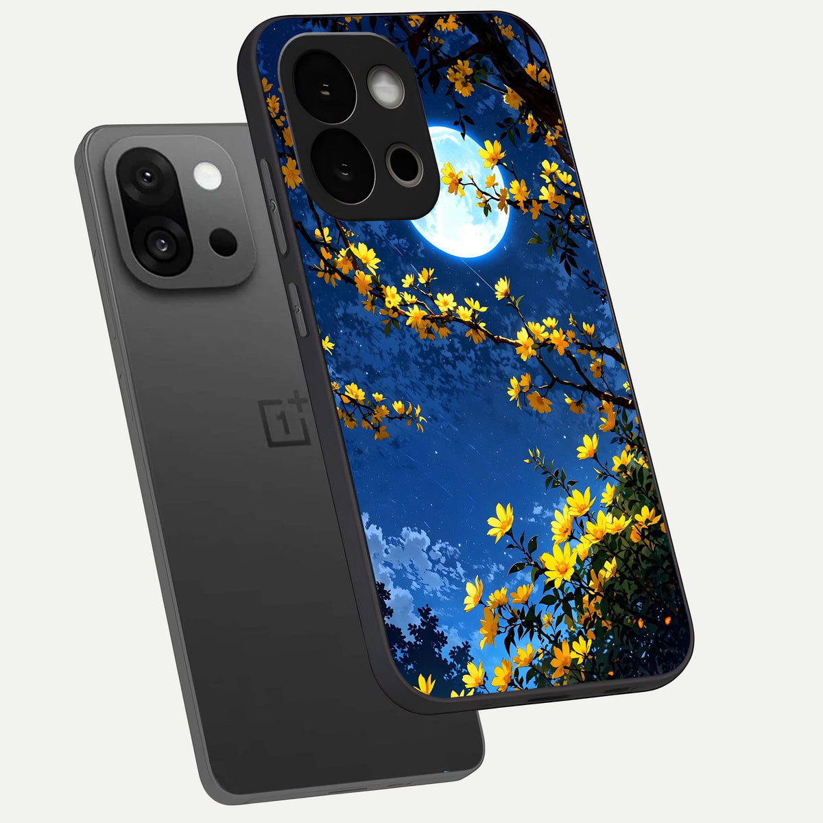  Golden Night Glow phone case For OnePlus 13S showing premium glass back cover with detailed artwork