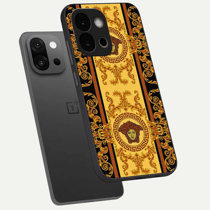  Golden Royal Heritage phone case For OnePlus 13S showing premium glass back cover with detailed artwork