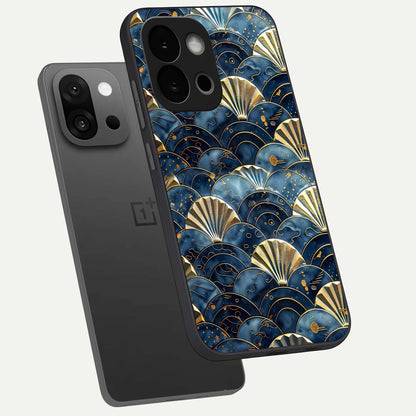  Golden Wave Luxe phone case For OnePlus 13S showing premium glass back cover with detailed artwork