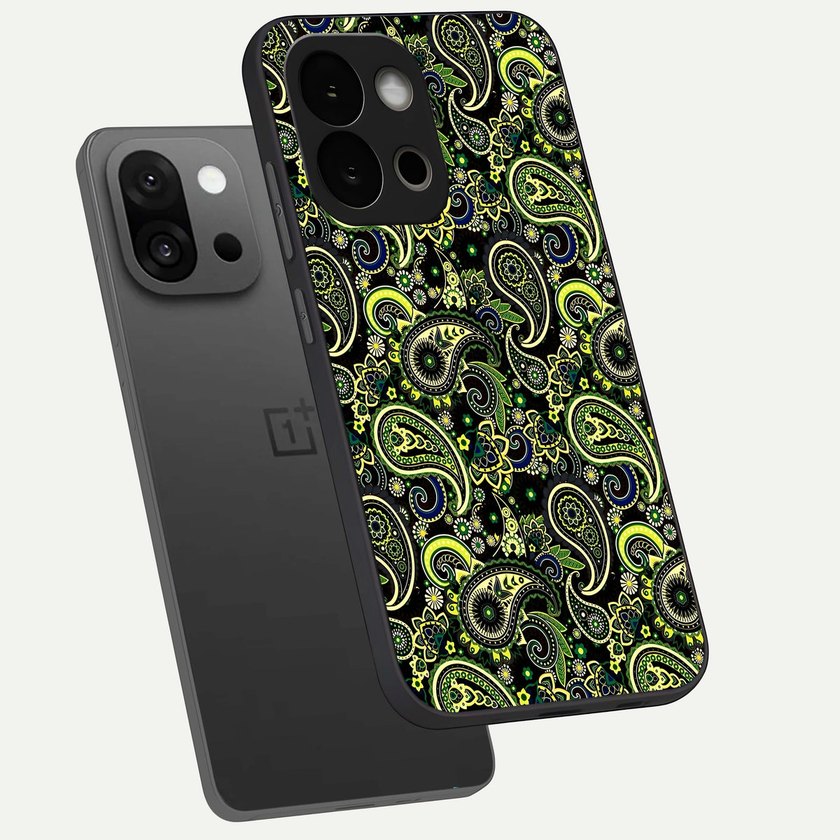  Green Lemon phone case For OnePlus 13S showing premium glass back cover with detailed artwork