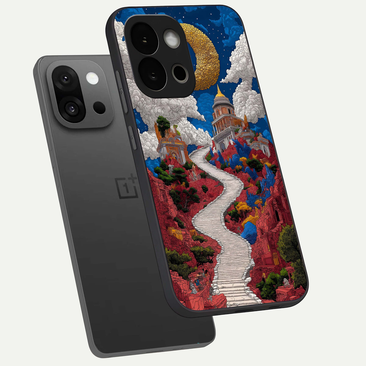  Heavenly Moon Path phone case For OnePlus 13S showing premium glass back cover with detailed artwork