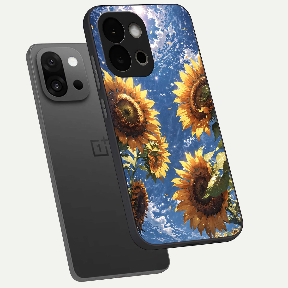  Heavenly Sunflower Rise phone case For OnePlus 13S showing premium glass back cover with detailed artwork