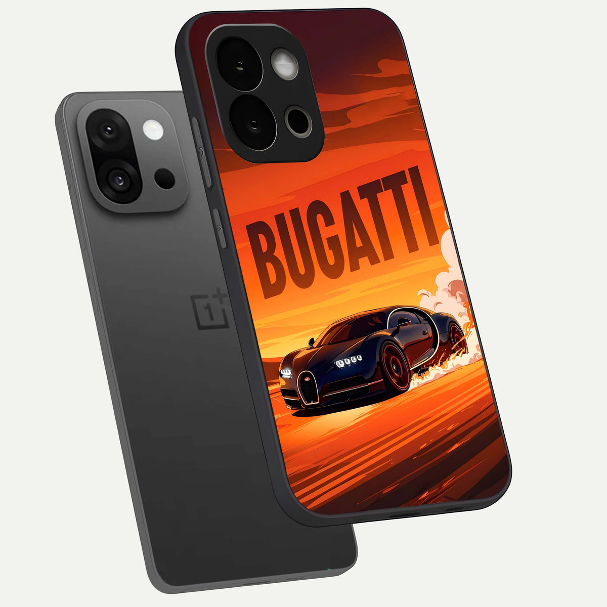  Inferno Bugatti Storm phone case For OnePlus 13S showing premium glass back cover with detailed artwork