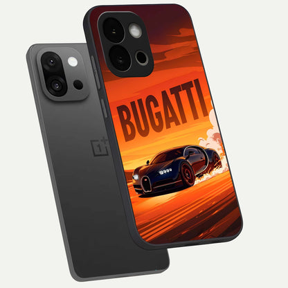  Inferno Bugatti Storm phone case For OnePlus 13S showing premium glass back cover with detailed artwork