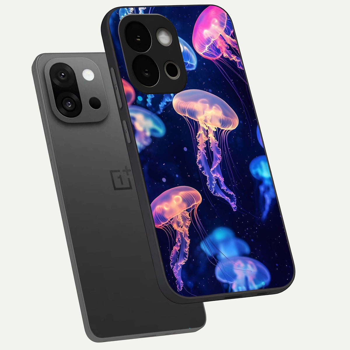  Jellyfish Pattern phone case For OnePlus 13S showing premium glass back cover with detailed artwork
