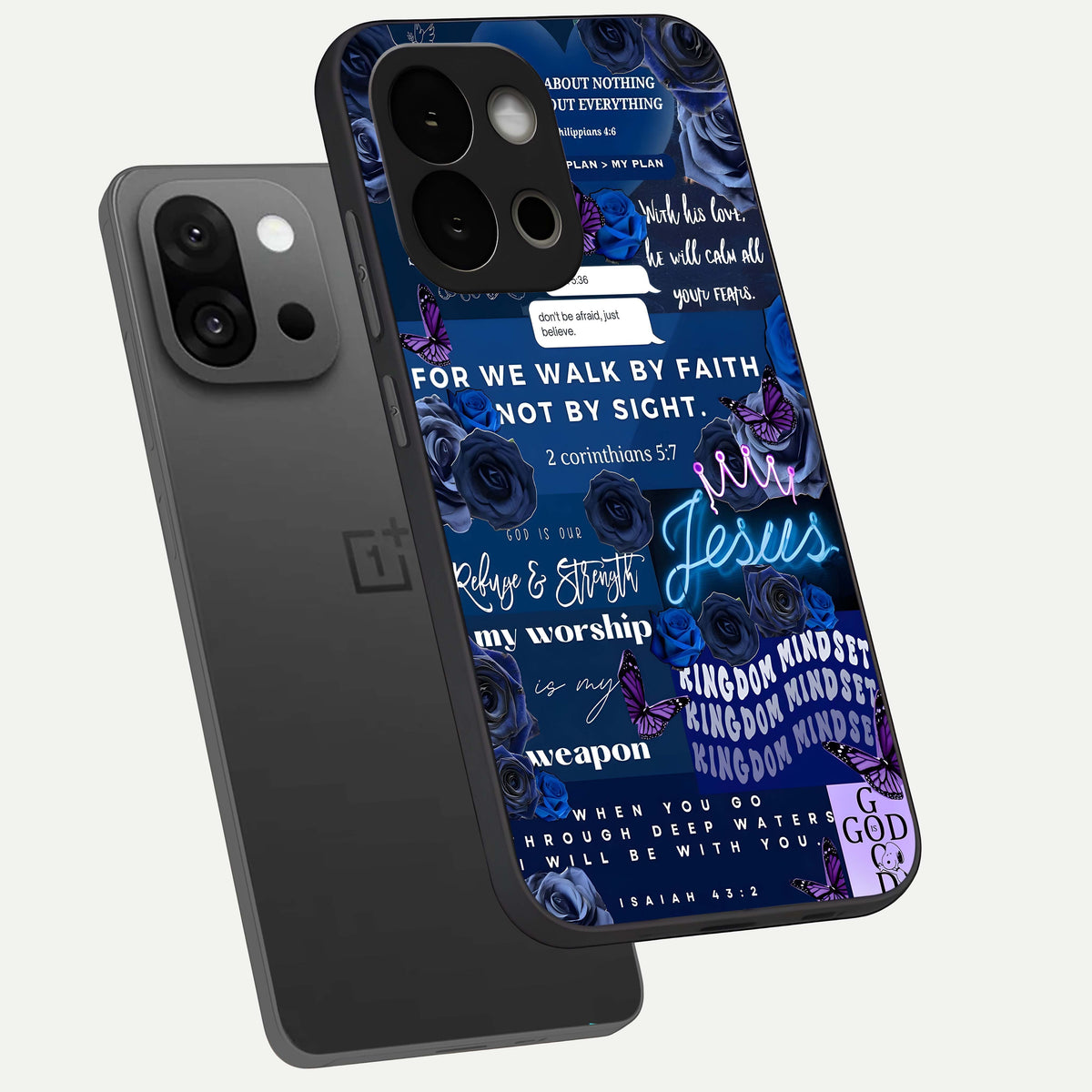  Kingdom Faith Glow phone case For OnePlus 13S showing premium glass back cover with detailed artwork