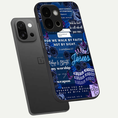  Kingdom Faith Glow phone case For OnePlus 13S showing premium glass back cover with detailed artwork