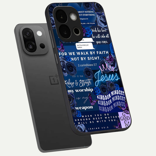  Kingdom Faith Glow phone case For OnePlus 13S showing premium glass back cover with detailed artwork