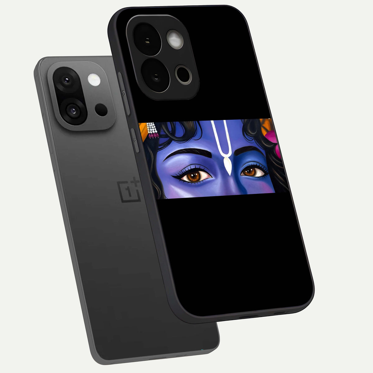  Krishna Eye phone case For OnePlus 13S showing premium glass back cover with detailed artwork