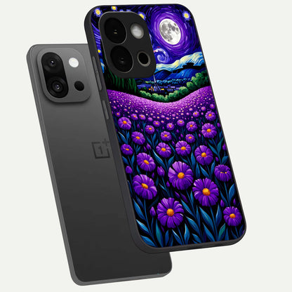  Lavender Moon Field phone case For OnePlus 13S showing premium glass back cover with detailed artwork