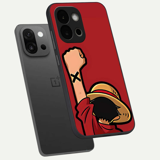  Luffy X Spirit phone case For OnePlus 13S showing premium glass back cover with detailed artwork