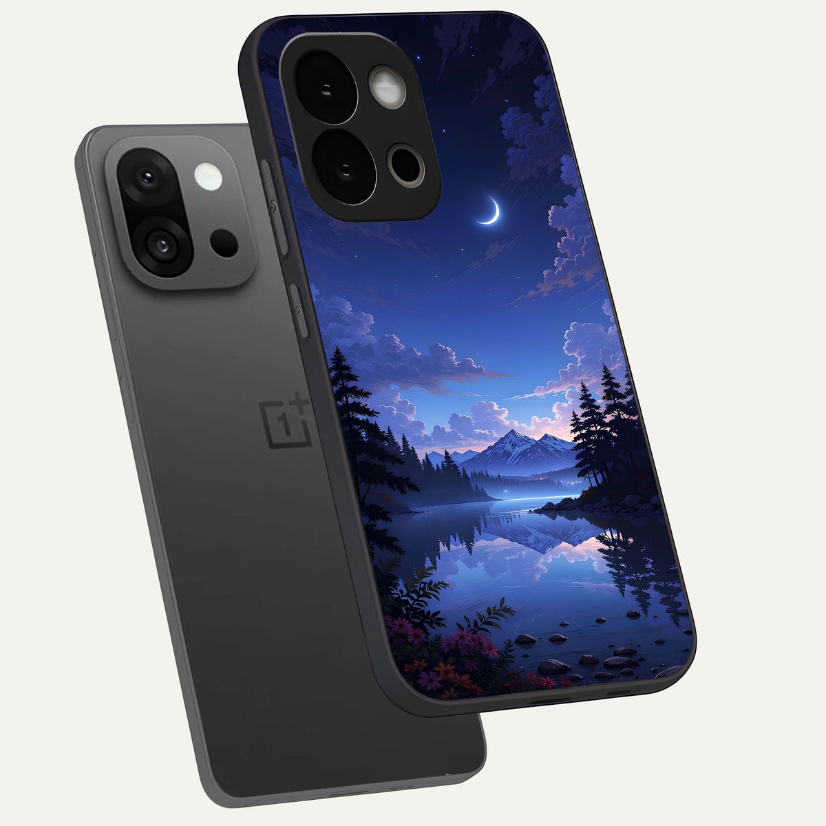  Midnight Lake Peace phone case For OnePlus 13S showing premium glass back cover with detailed artwork