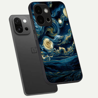  Midnight Sky Whirl phone case For OnePlus 13S showing premium glass back cover with detailed artwork