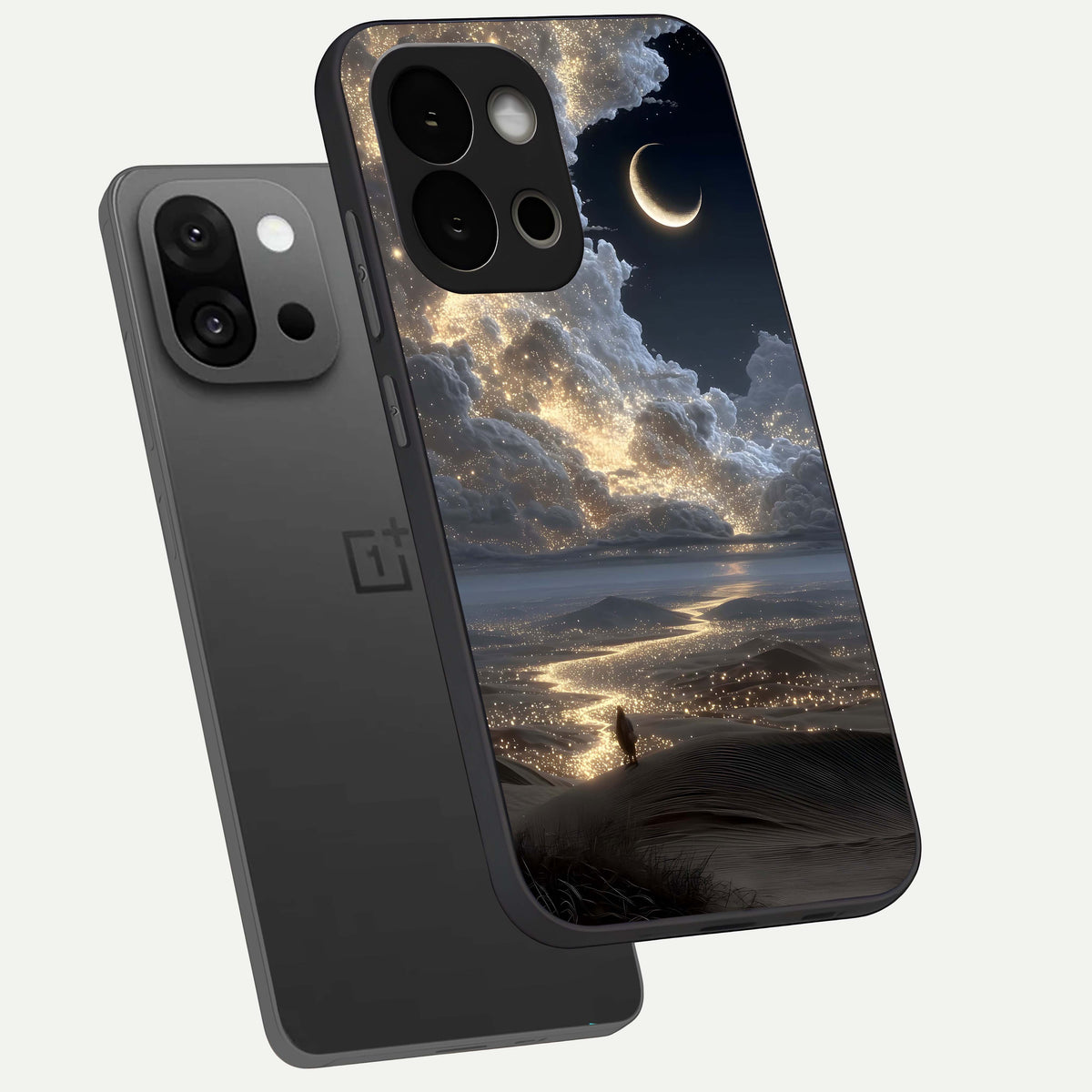  Moonlight Spark Path phone case For OnePlus 13S showing premium glass back cover with detailed artwork