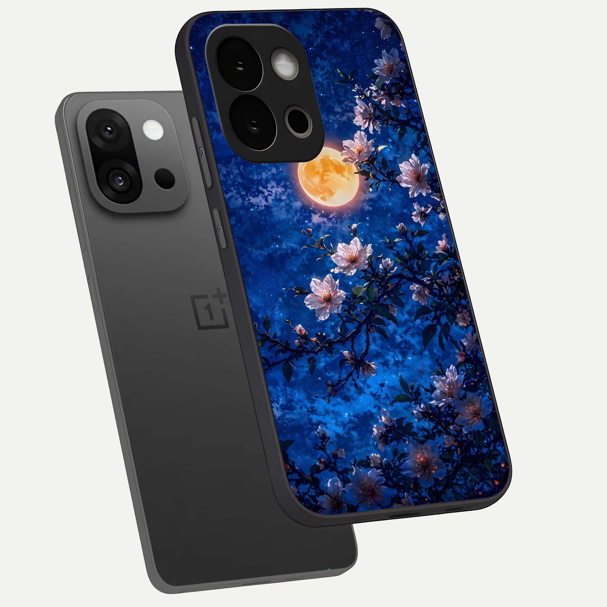  Moonlit Blossoms Night phone case For OnePlus 13S showing premium glass back cover with detailed artwork