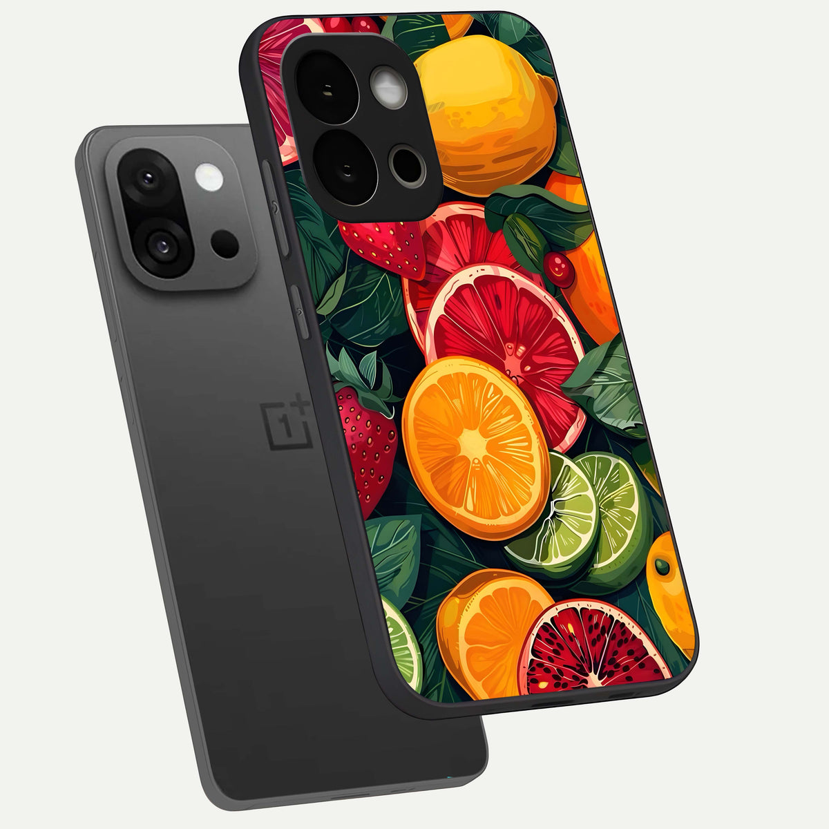  Multiple Fruits phone case For OnePlus 13S showing premium glass back cover with detailed artwork