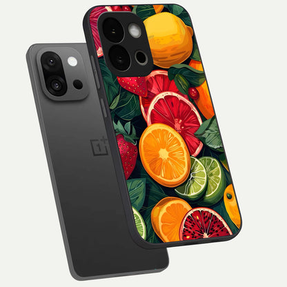  Multiple Fruits phone case For OnePlus 13S showing premium glass back cover with detailed artwork