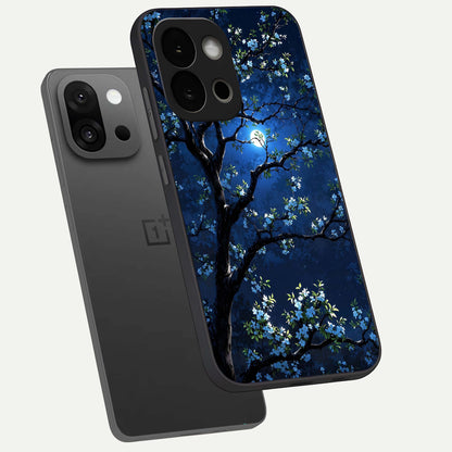  Mystic Floral Night phone case For OnePlus 13S showing premium glass back cover with detailed artwork