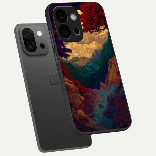  Mystic Valley Light phone case For OnePlus 13S showing premium glass back cover with detailed artwork