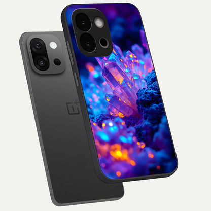  Neon Aura Shards phone case For OnePlus 13S showing premium glass back cover with detailed artwork