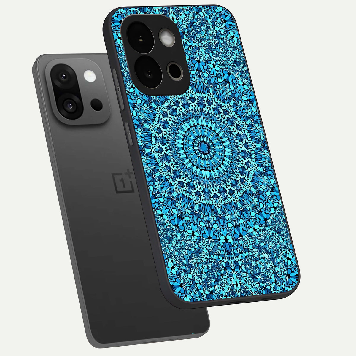  Ocean Bloom Mandala phone case For OnePlus 13S showing premium glass back cover with detailed artwork