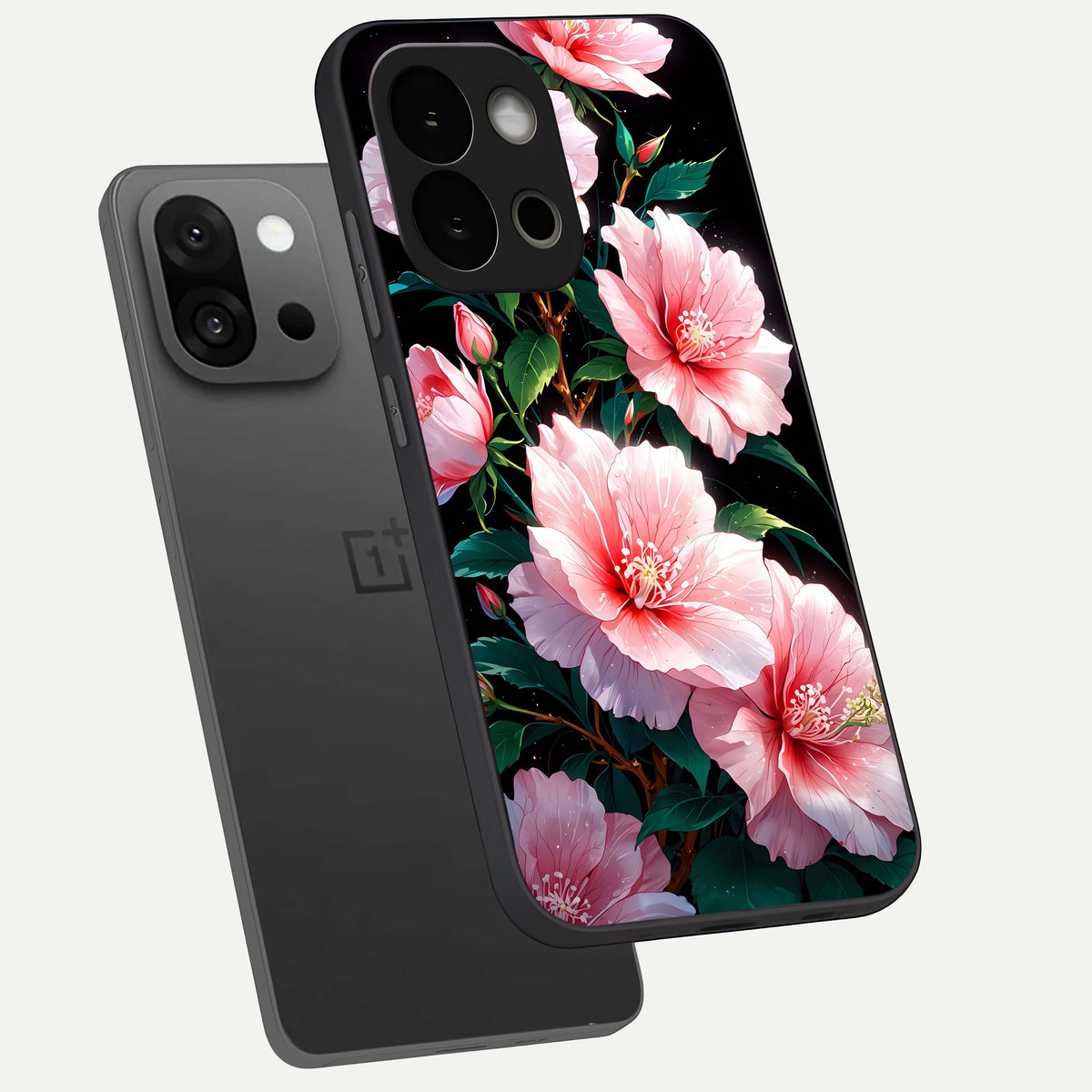  Peach Flower phone case For OnePlus 13S showing premium glass back cover with detailed artwork
