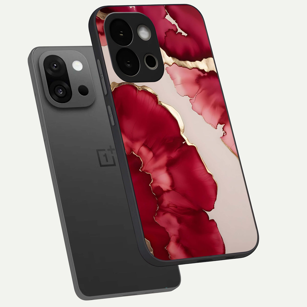  Pink And White Marble phone case For OnePlus 13S showing premium glass back cover with detailed artwork