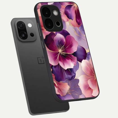  Pink Bouquet Florals phone case For OnePlus 13S showing premium glass back cover with detailed artwork