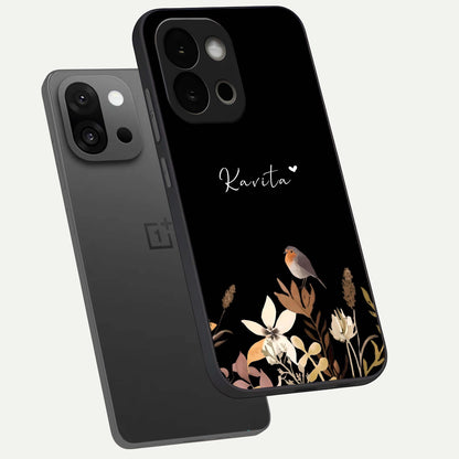  Quiet Garden Tune Custom Name phone case For OnePlus 13S showing premium glass back cover with detailed artwork
