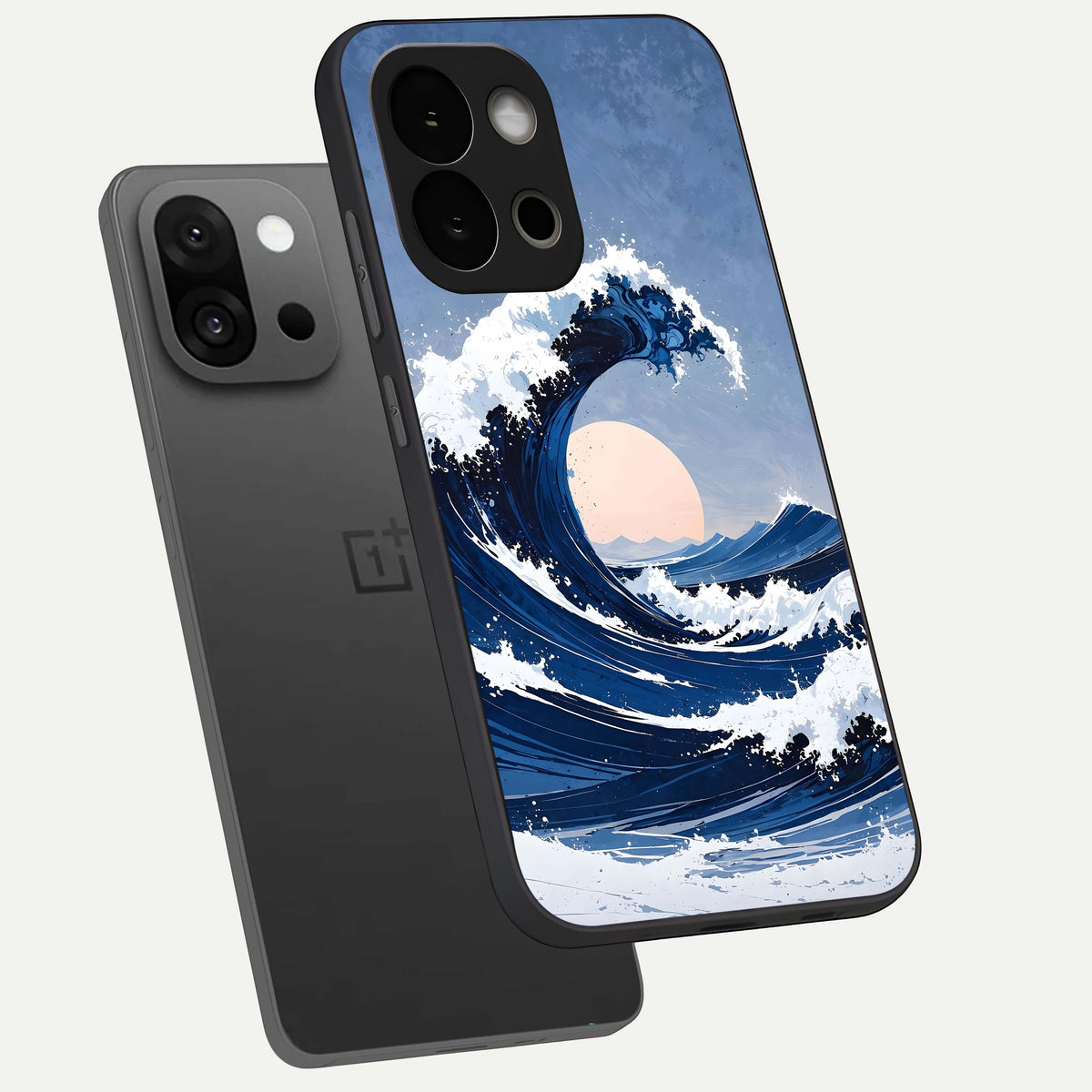  Rising Tide Power phone case For OnePlus 13S showing premium glass back cover with detailed artwork