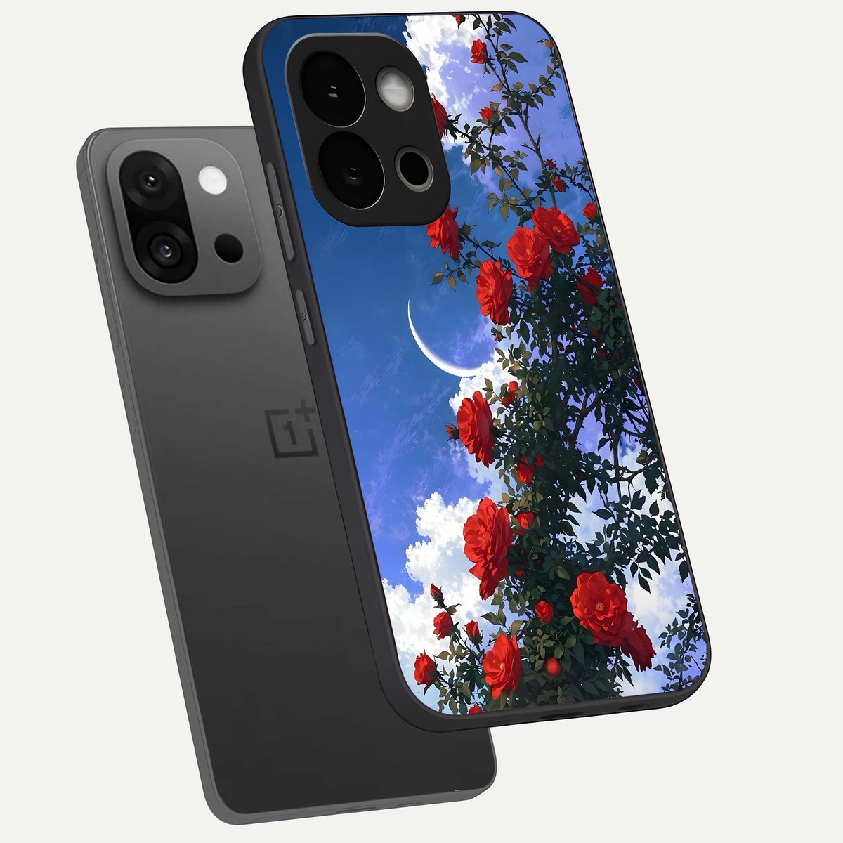  Rose Drift Flowers phone case For OnePlus 13S showing premium glass back cover with detailed artwork