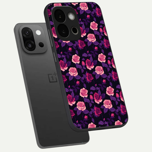  Rose Garden Twilight phone case For OnePlus 13S showing premium glass back cover with detailed artwork