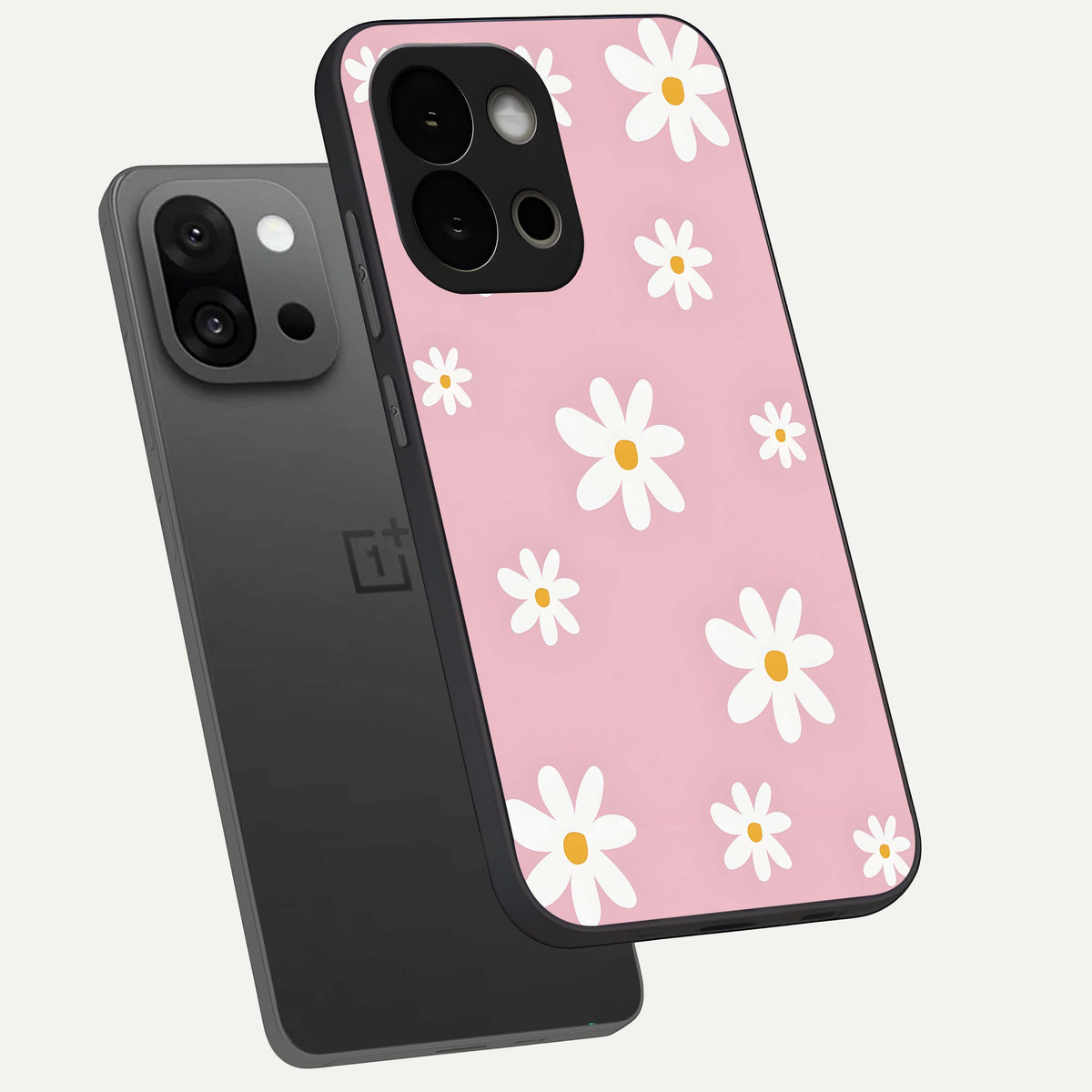  Soft Daisy Bliss phone case For OnePlus 13S showing premium glass back cover with detailed artwork