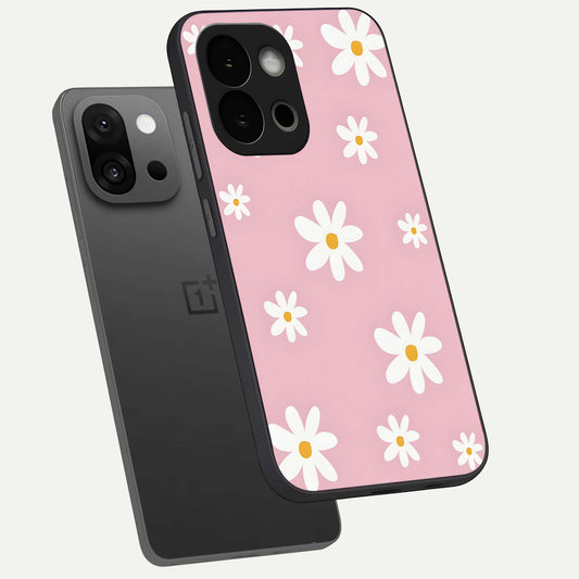  Soft Daisy Bliss phone case For OnePlus 13S showing premium glass back cover with detailed artwork