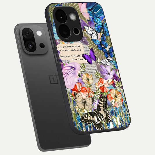  Storm Path Bloom phone case For OnePlus 13S showing premium glass back cover with detailed artwork