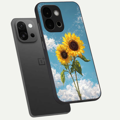  Sunlit Daisy Glow phone case For OnePlus 13S showing premium glass back cover with detailed artwork