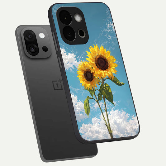  Sunlit Daisy Glow phone case For OnePlus 13S showing premium glass back cover with detailed artwork
